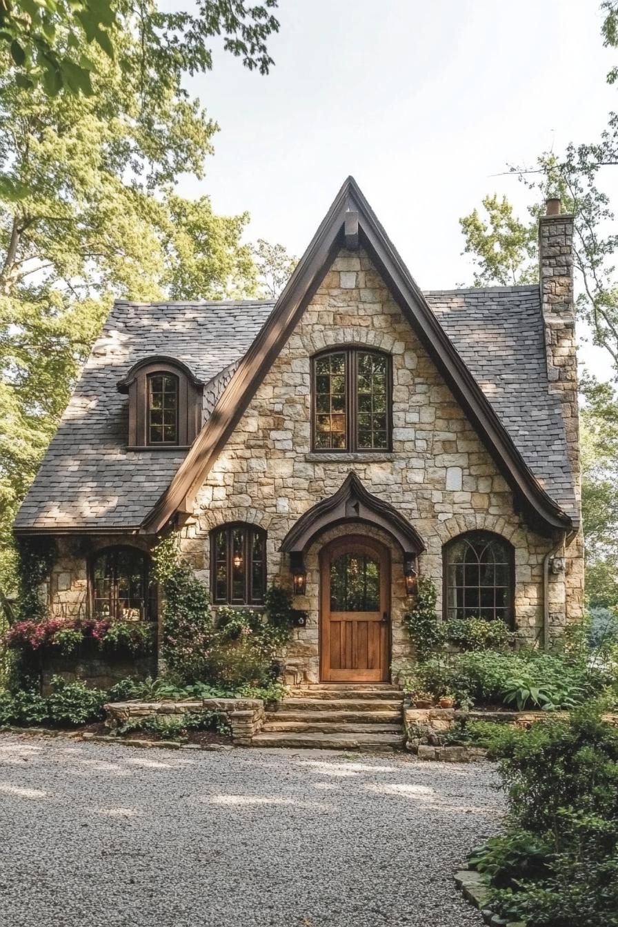 Charming stone cottage surrounded by trees