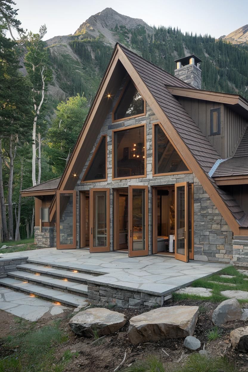 A-Frame Cabin Nestled in Mountain Forest