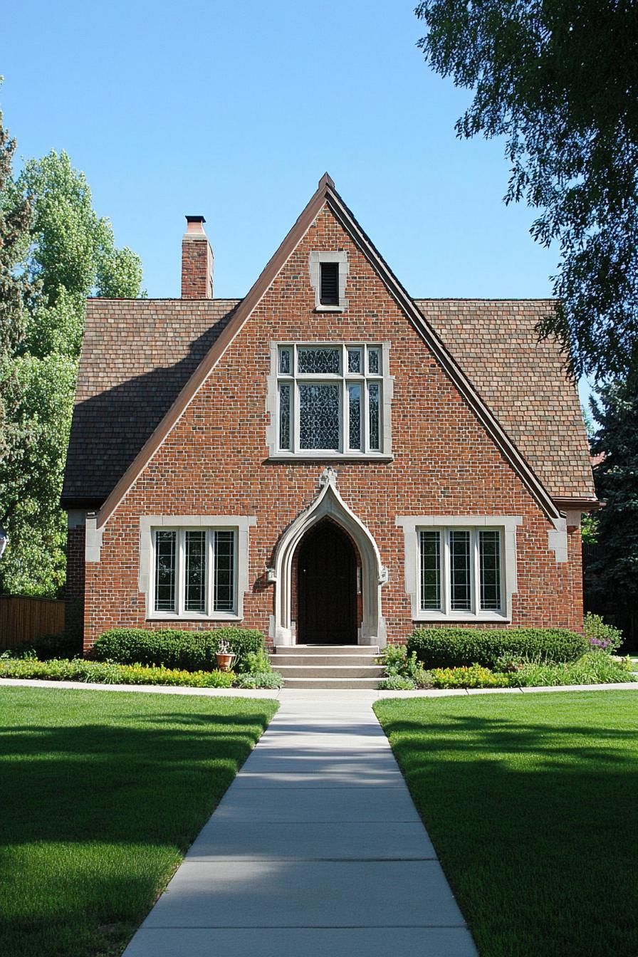 Charming brick house with steep gable roof and beautiful windows