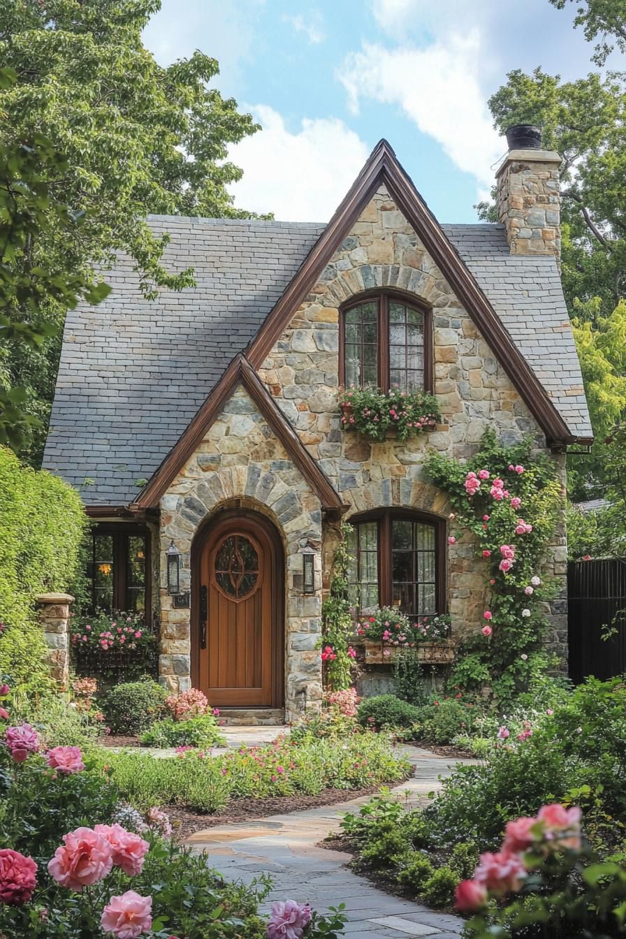 Whimsical Stone Cottage with Blossoms Aplenty
