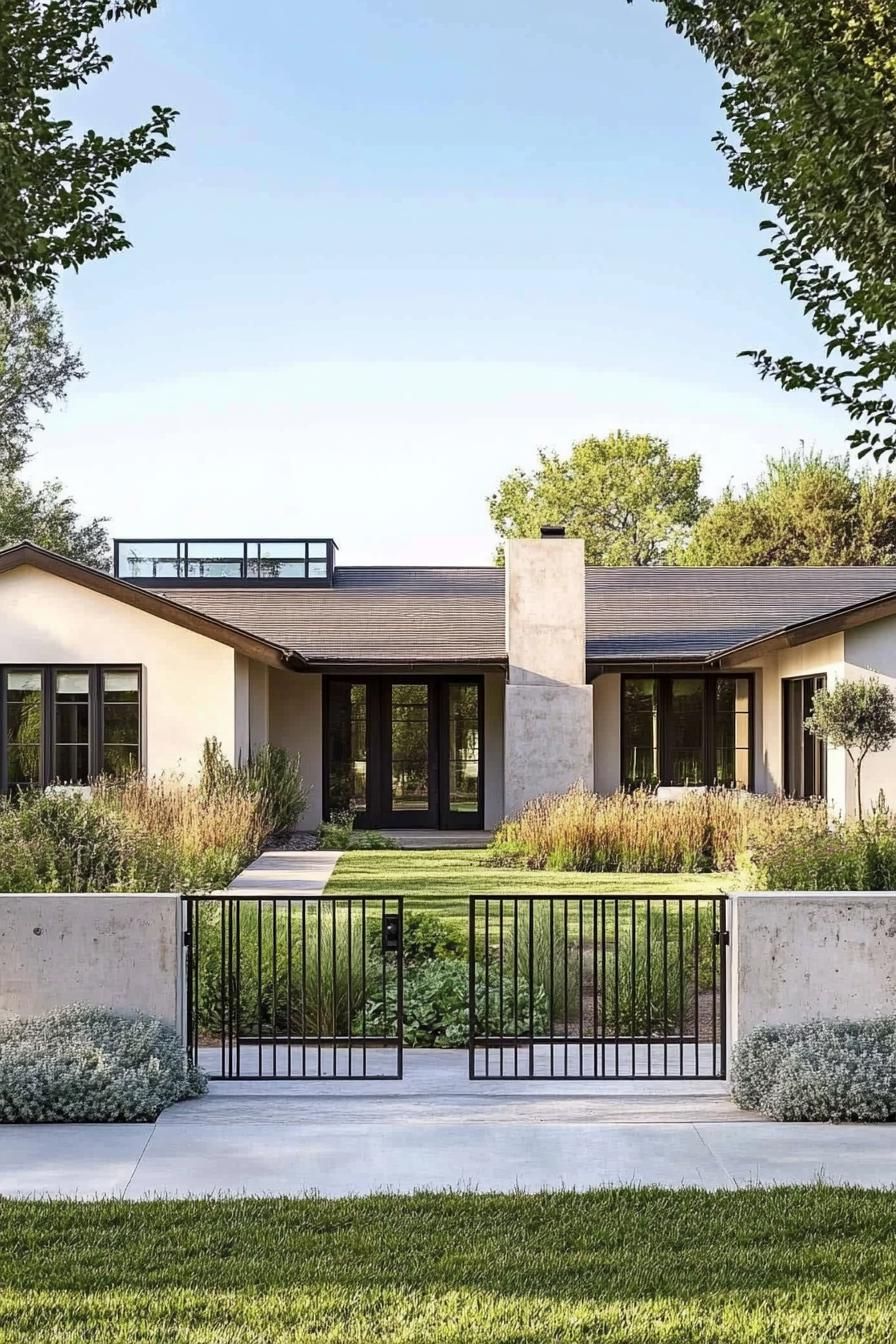 Contemporary house with lush greenery and a welcoming entryway