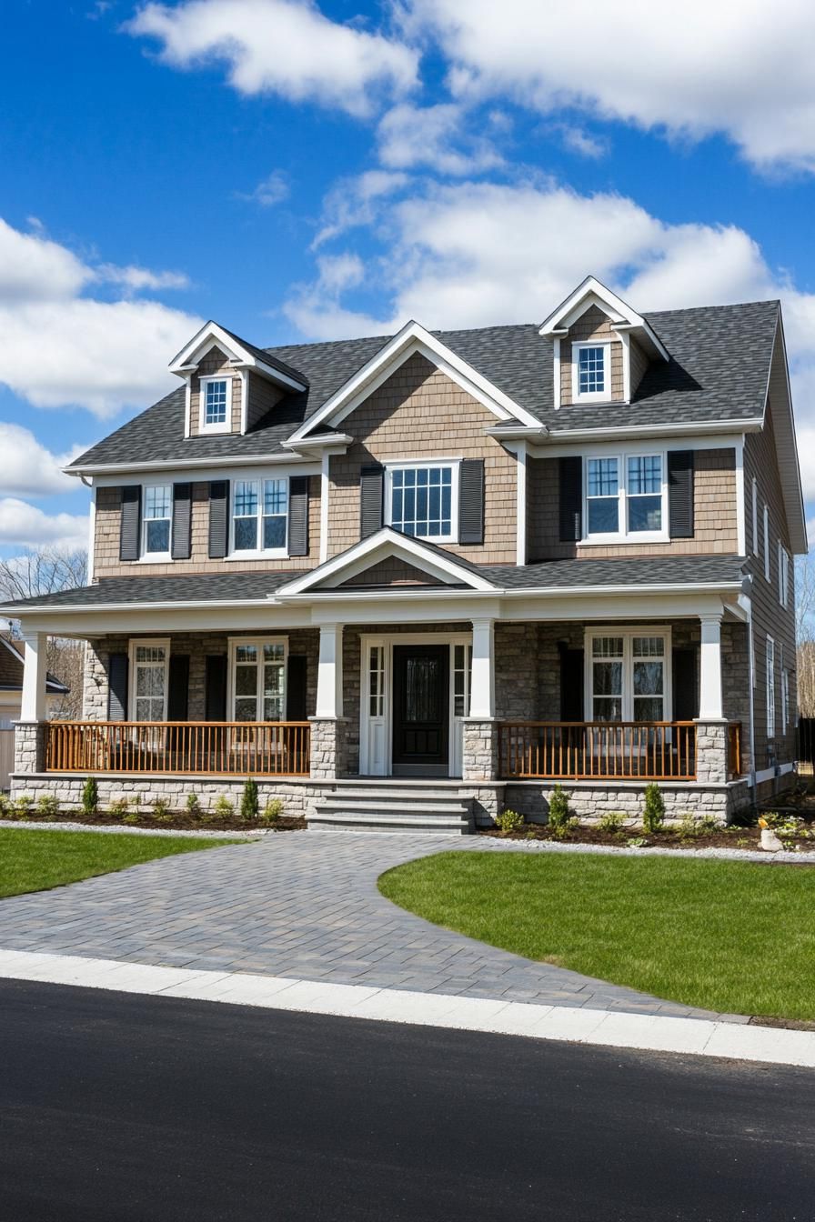 Charming suburban house with a porch