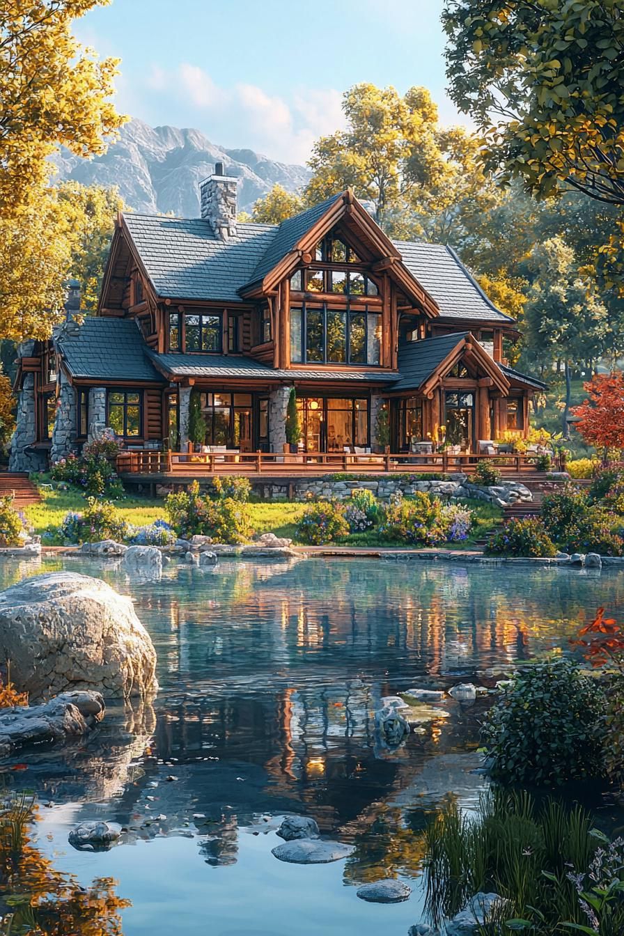 Charming log cabin by a serene pond