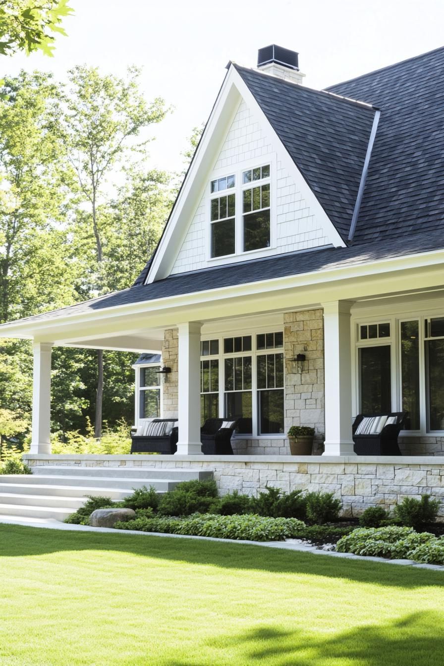 Charming stone house with lush green lawn