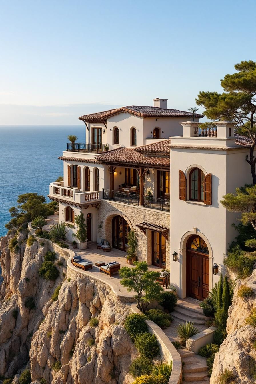 Mediterranean villa perched on a cliffside