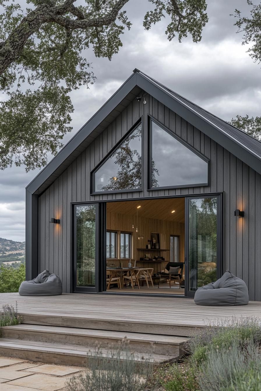 Modern barn house with expansive glass front and inviting decor