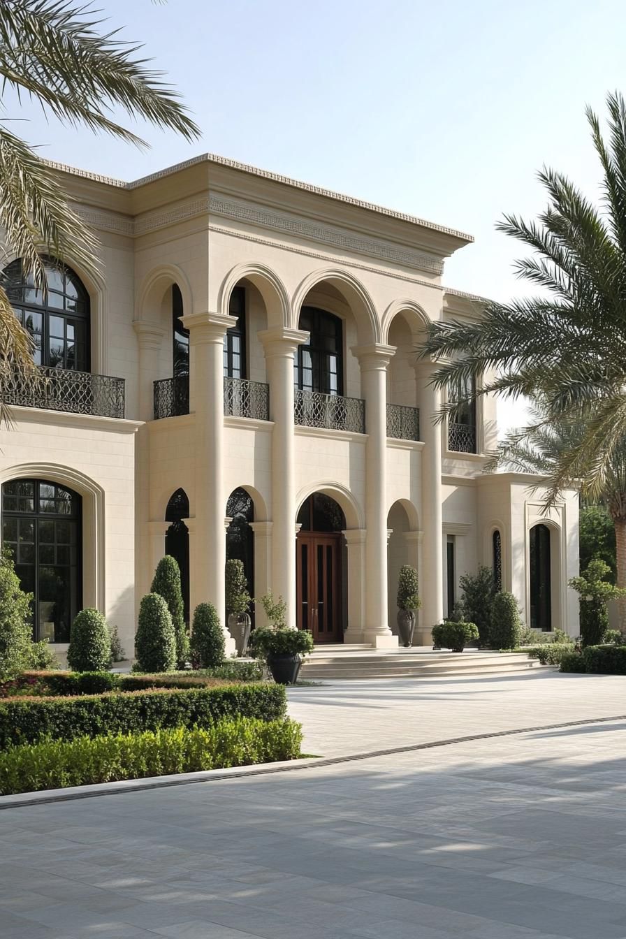 Chic house with arches and palm trees