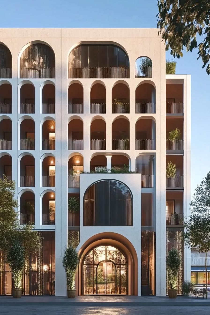 modern residential building facade with arched frame 2