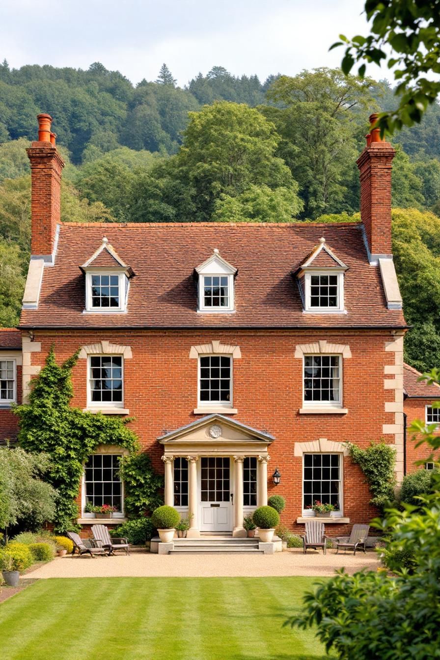 Regal Red Residence with Forest Charm