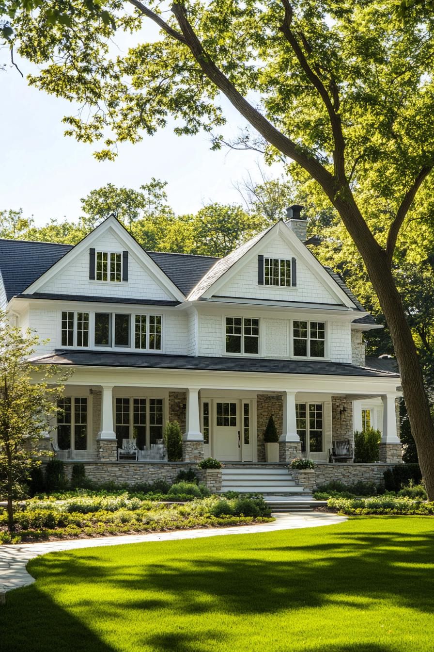 Charming white house with a welcoming porch