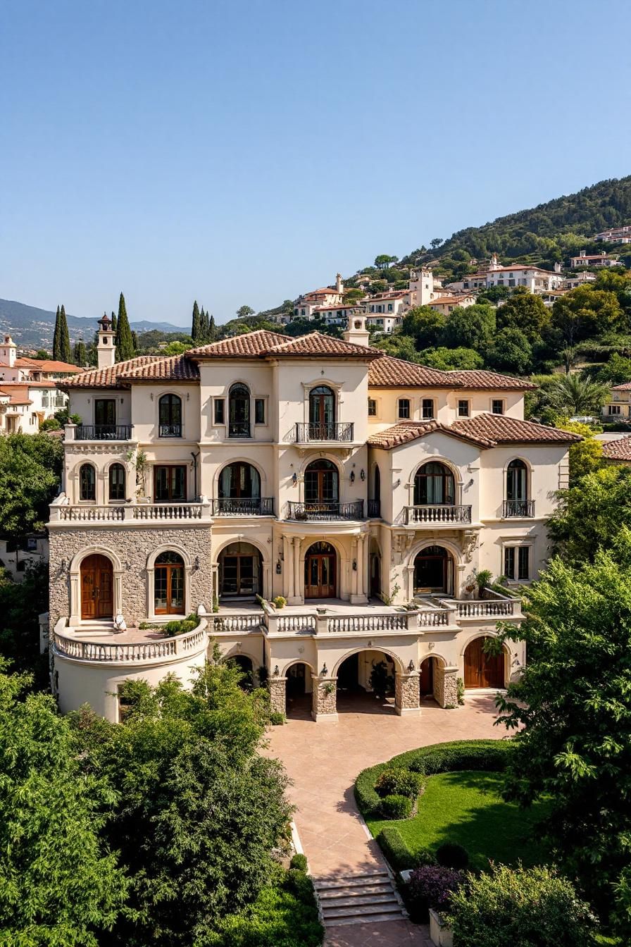 Spanish villa with lush greenery