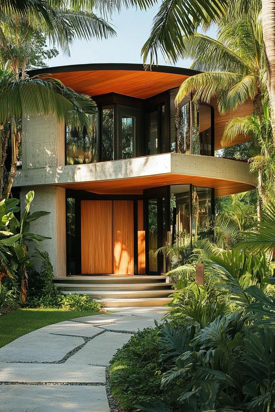 Modern tropical house with lush greenery