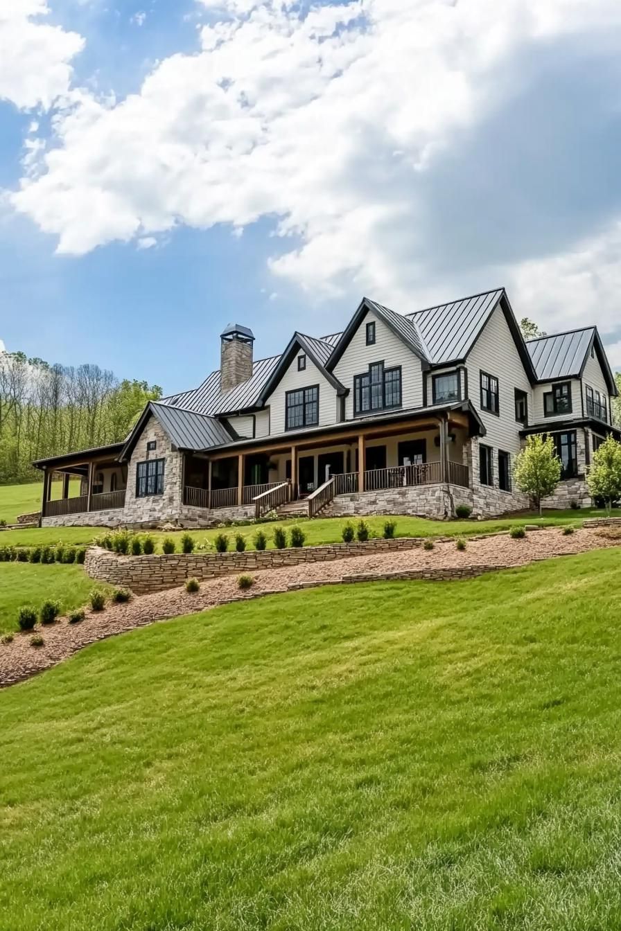 Vast home with multiple gables and a charming porch