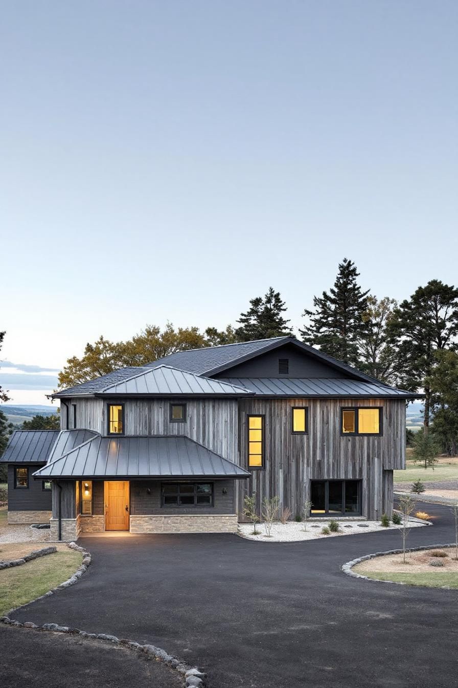 Charming ranch house with a modern gray roof