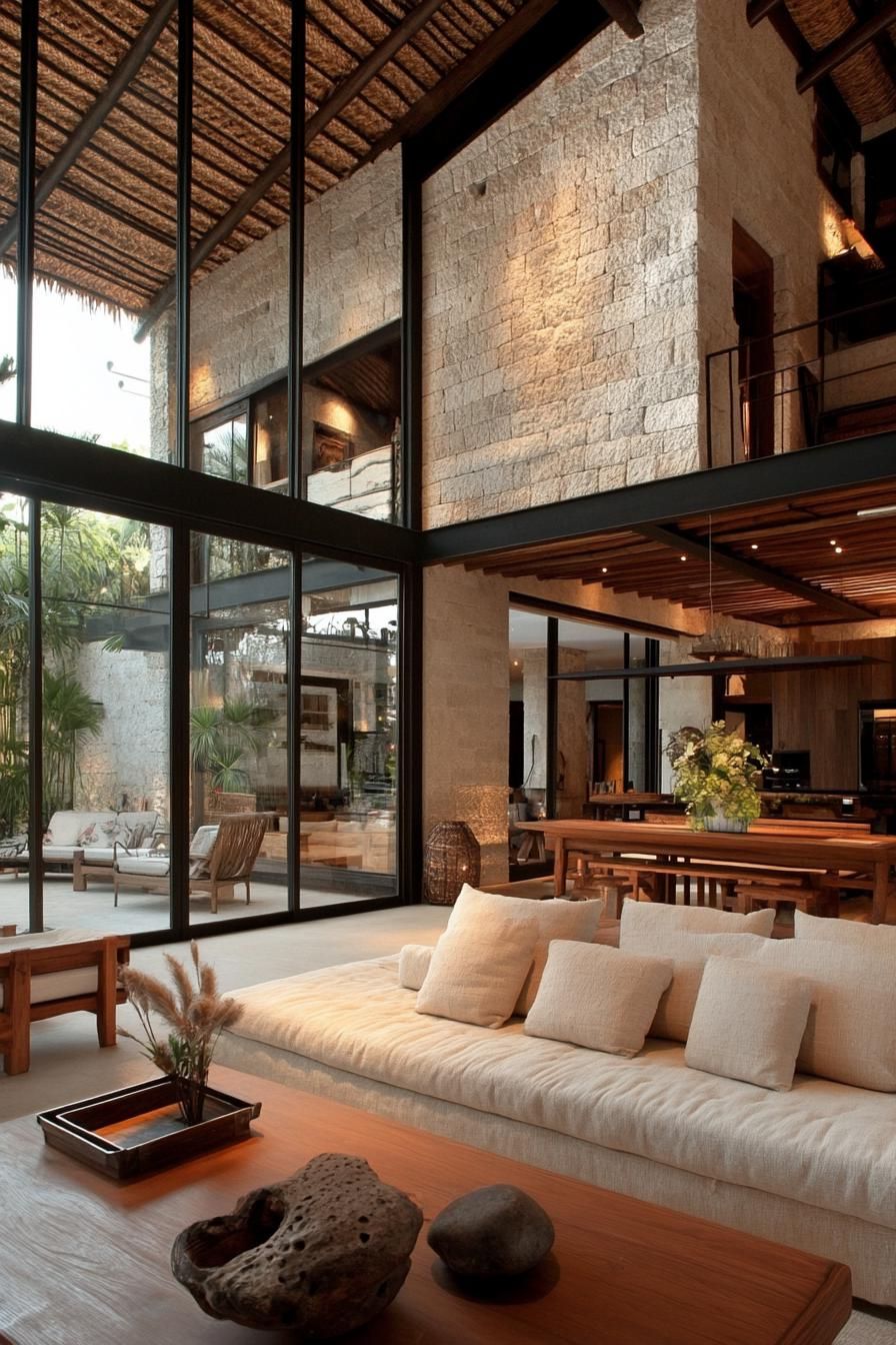 Modern Balinese interior with natural elements