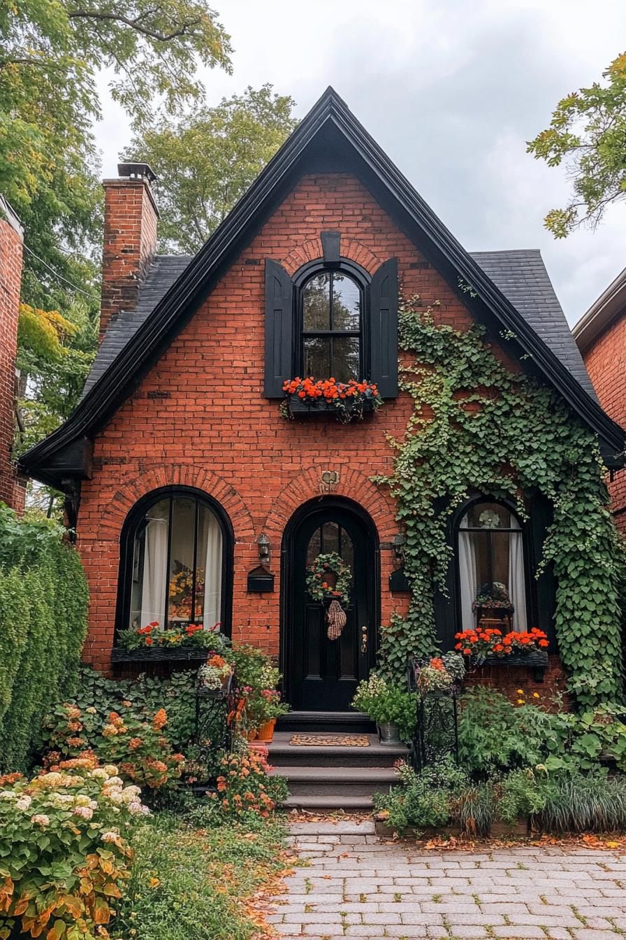 Charming brick cottage with lush greenery