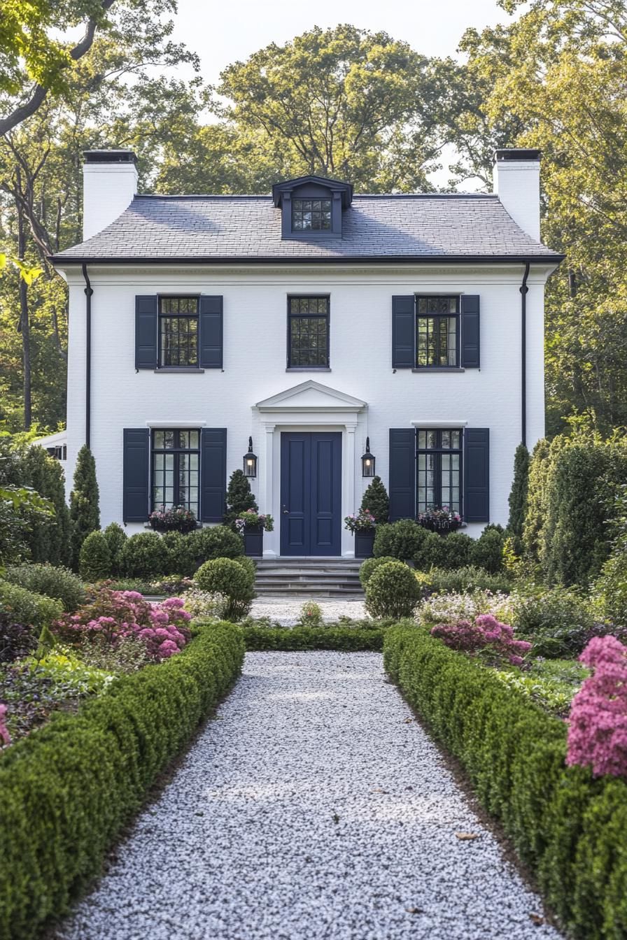 Elegant Georgian home with blue shutters