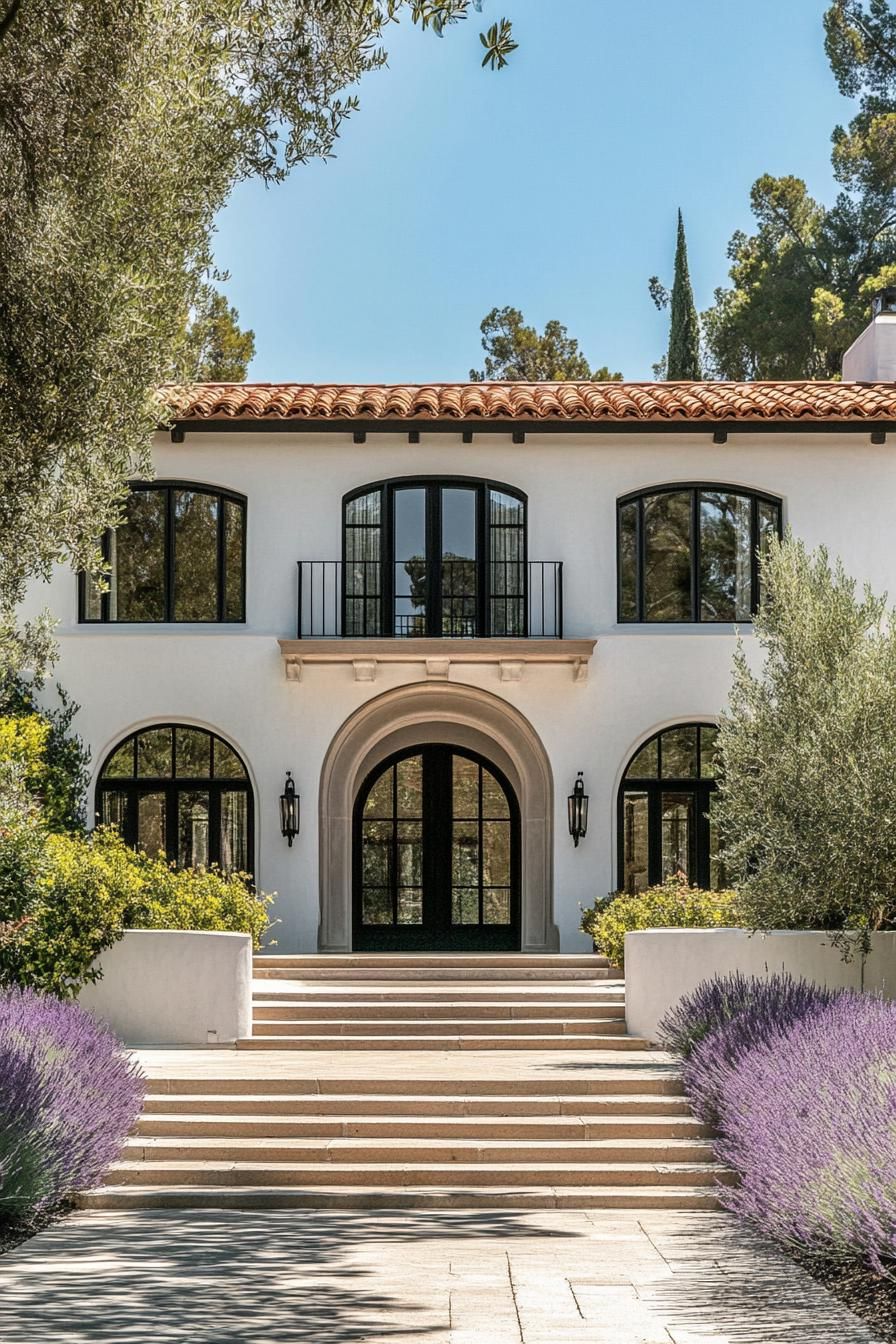 Mediterranean house with terracotta roof and lush garden