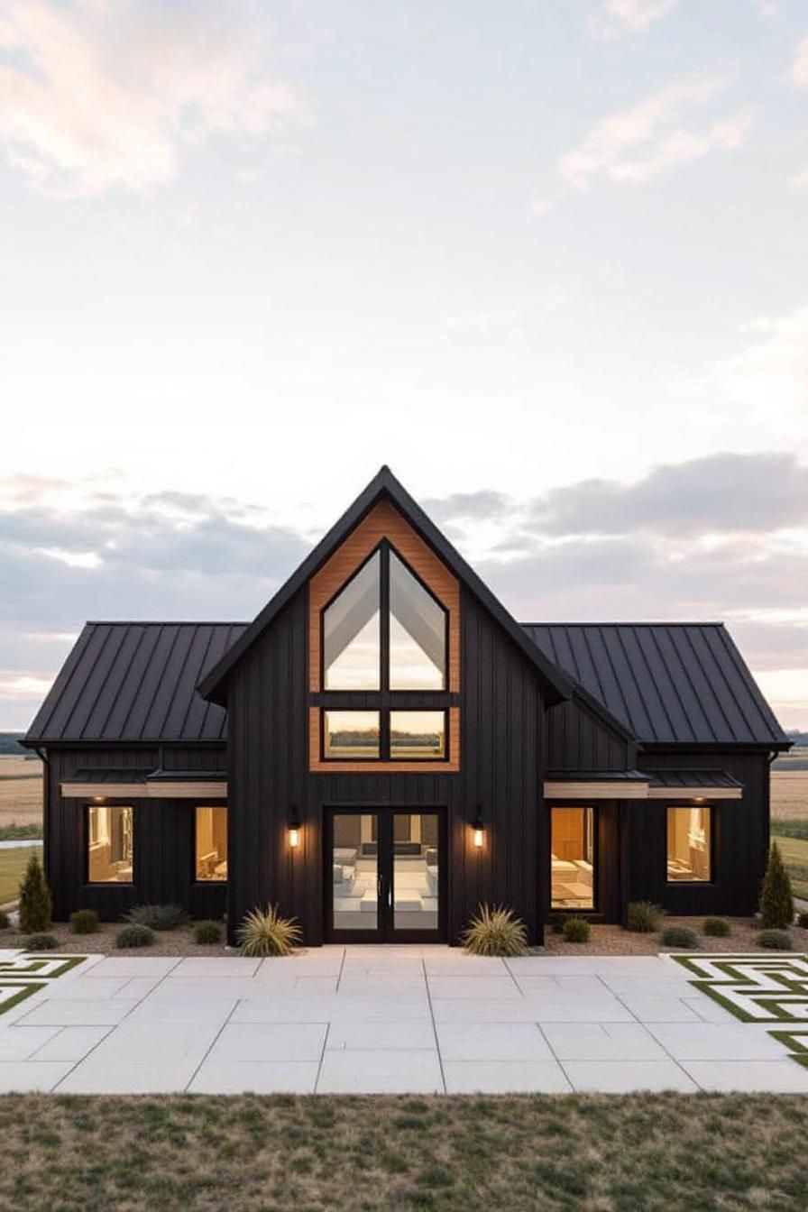 A Sleek, Modern Barndominium with Large Windows