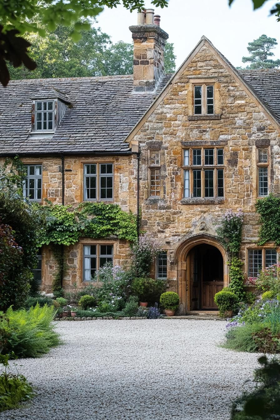 Golden Stone Manor Wrapped in Leafy Embrace