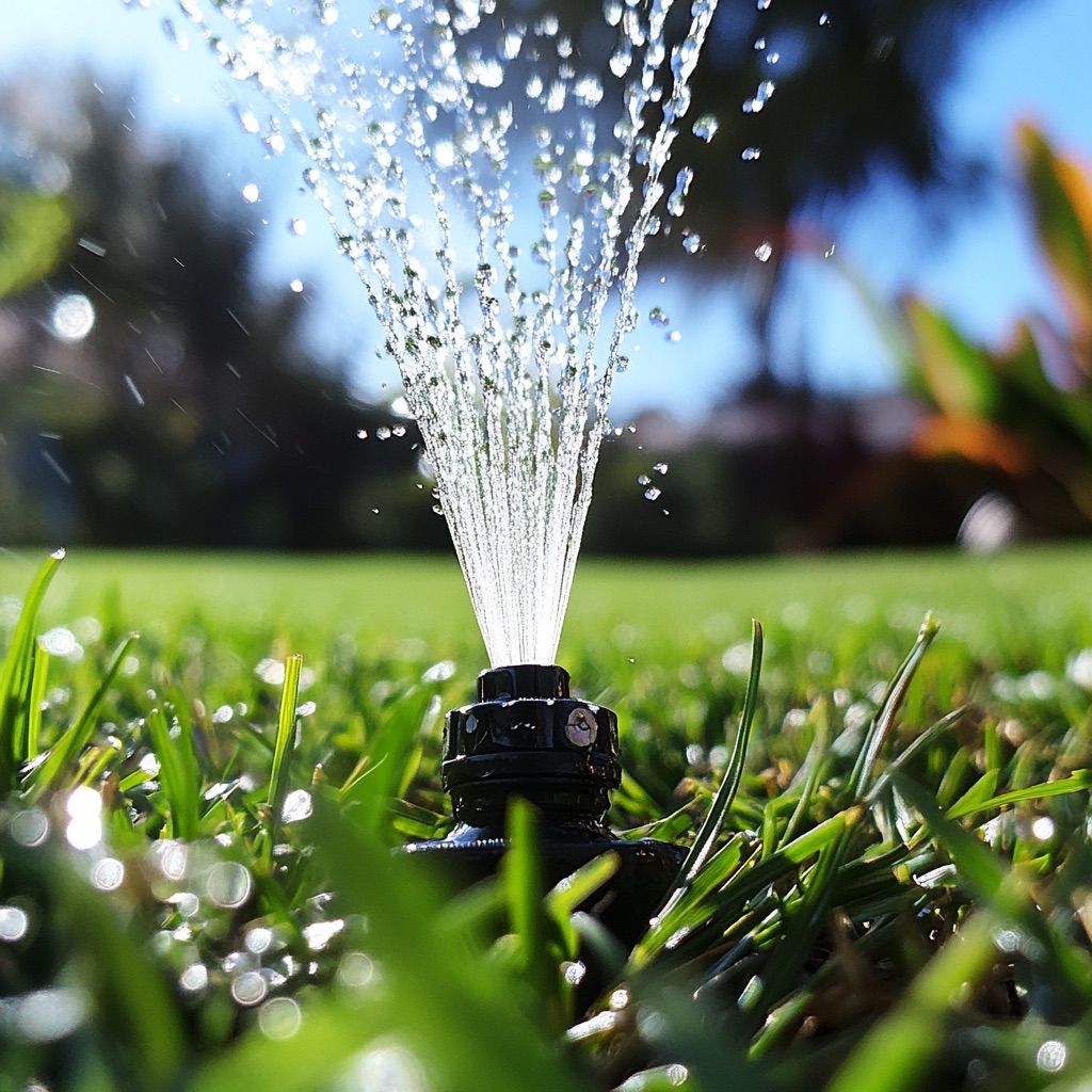 lawn sprinkler working