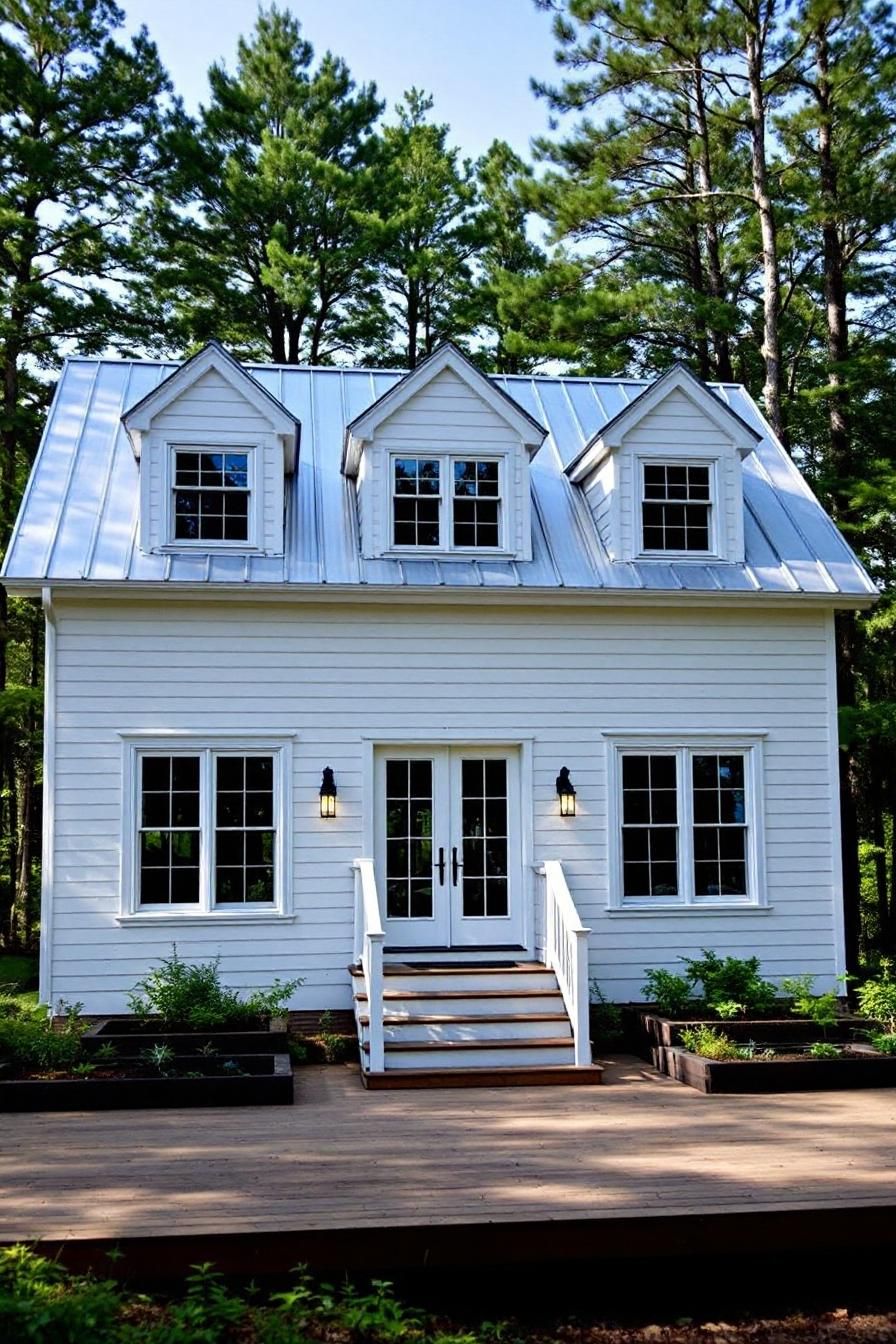 A White Cottage with Dormer Windows