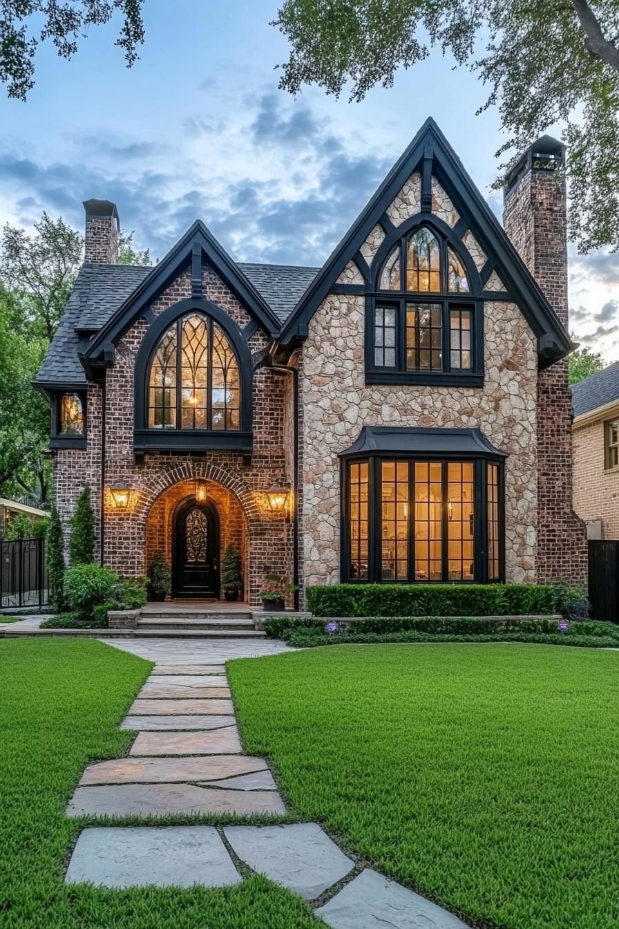 Charming Tudor house with stone and brick facade