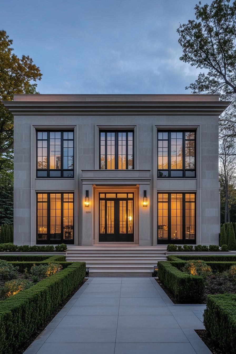 Opulent Neo-Classical Residence at Dusk