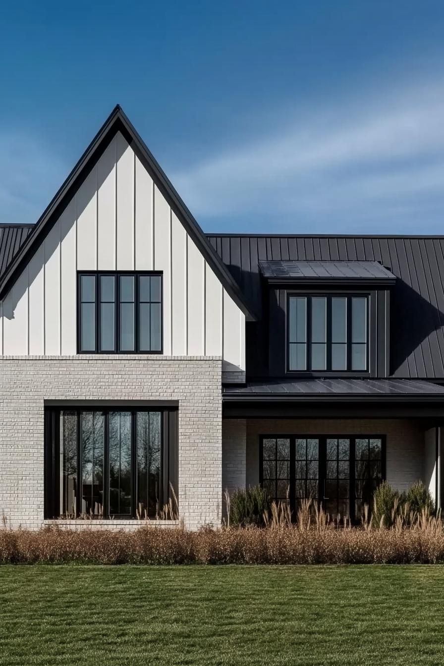 Modern house with gabled roof and sleek finishes