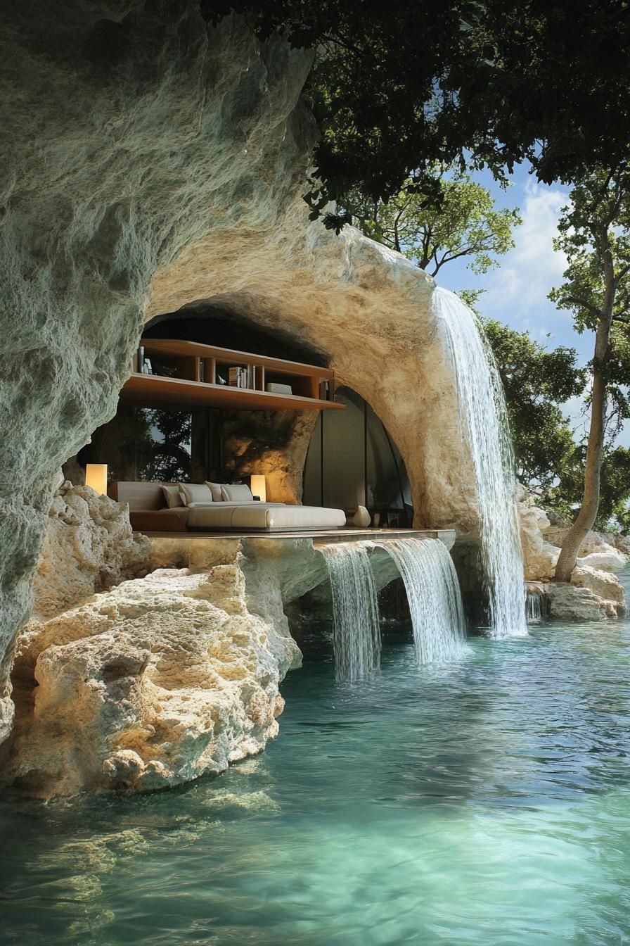 A Dreamy Cave House With A Splash