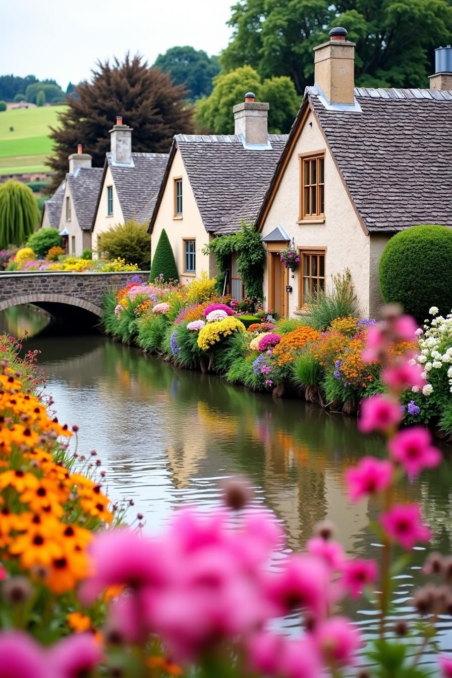 Petal-Painted Canal Cottage
