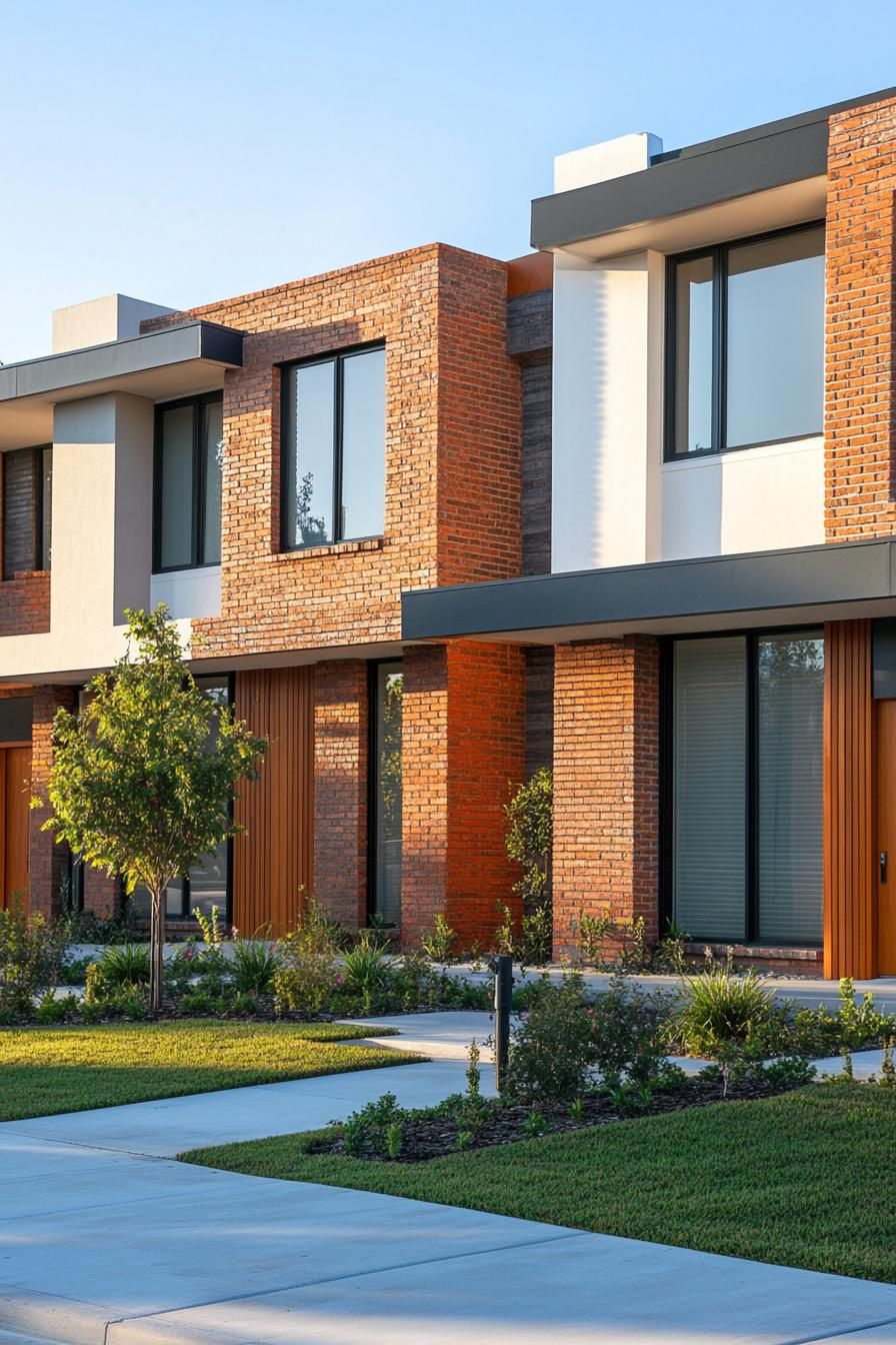 Modern townhouse with brick detailing