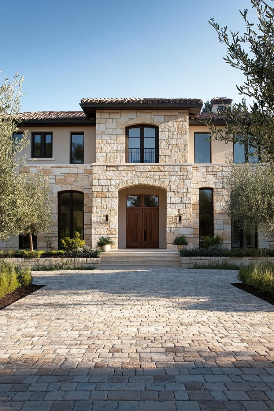 Mediterranean-style villa with a stone façade