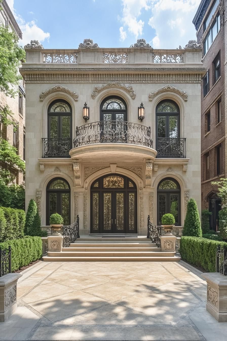 Luxurious stone house with ornate features