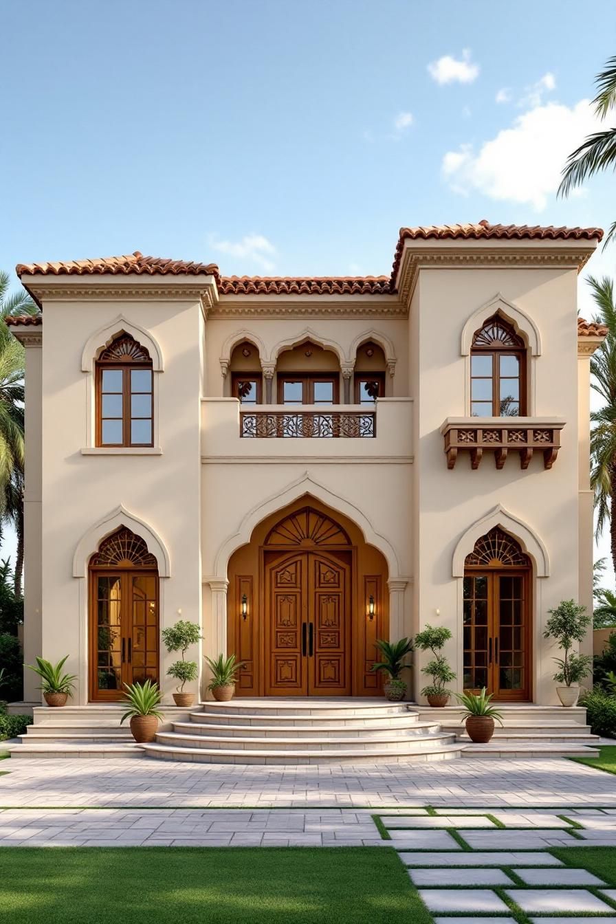 Elegant Arabic architecture with a welcoming entrance