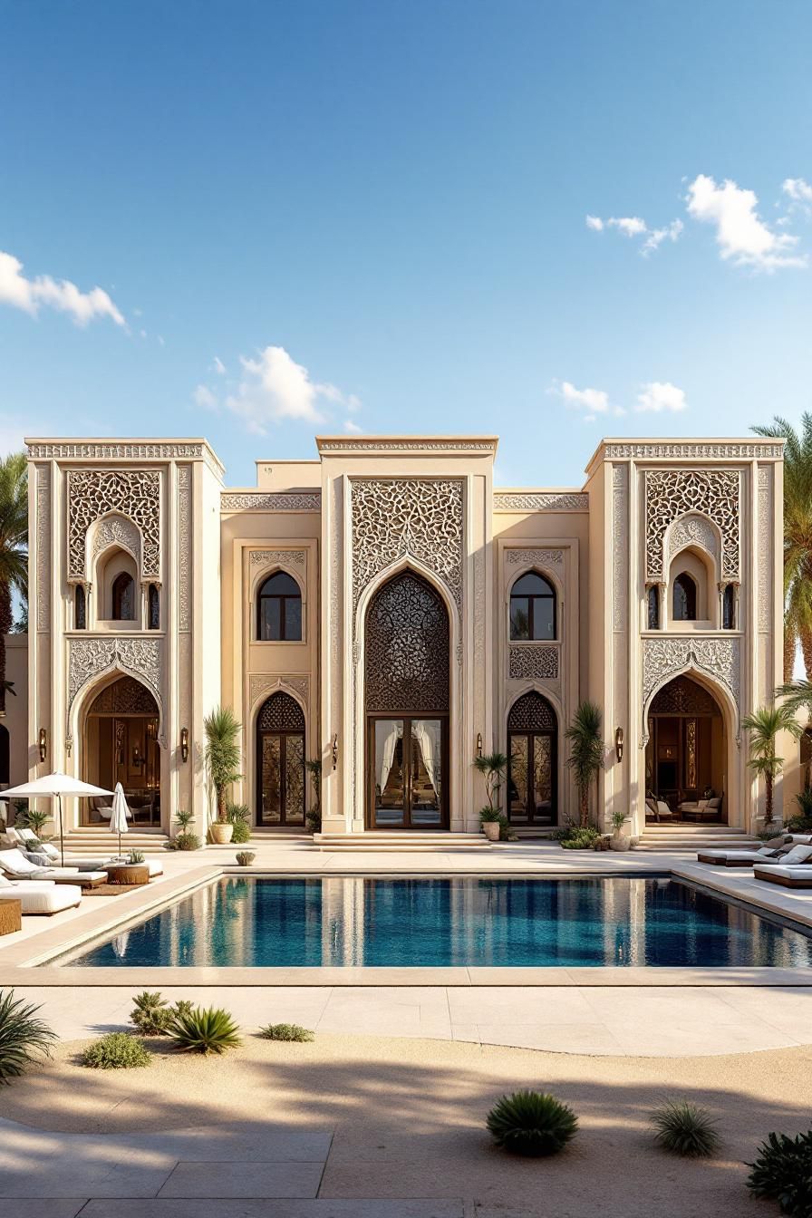 Elegant Arabic-style house with a pool