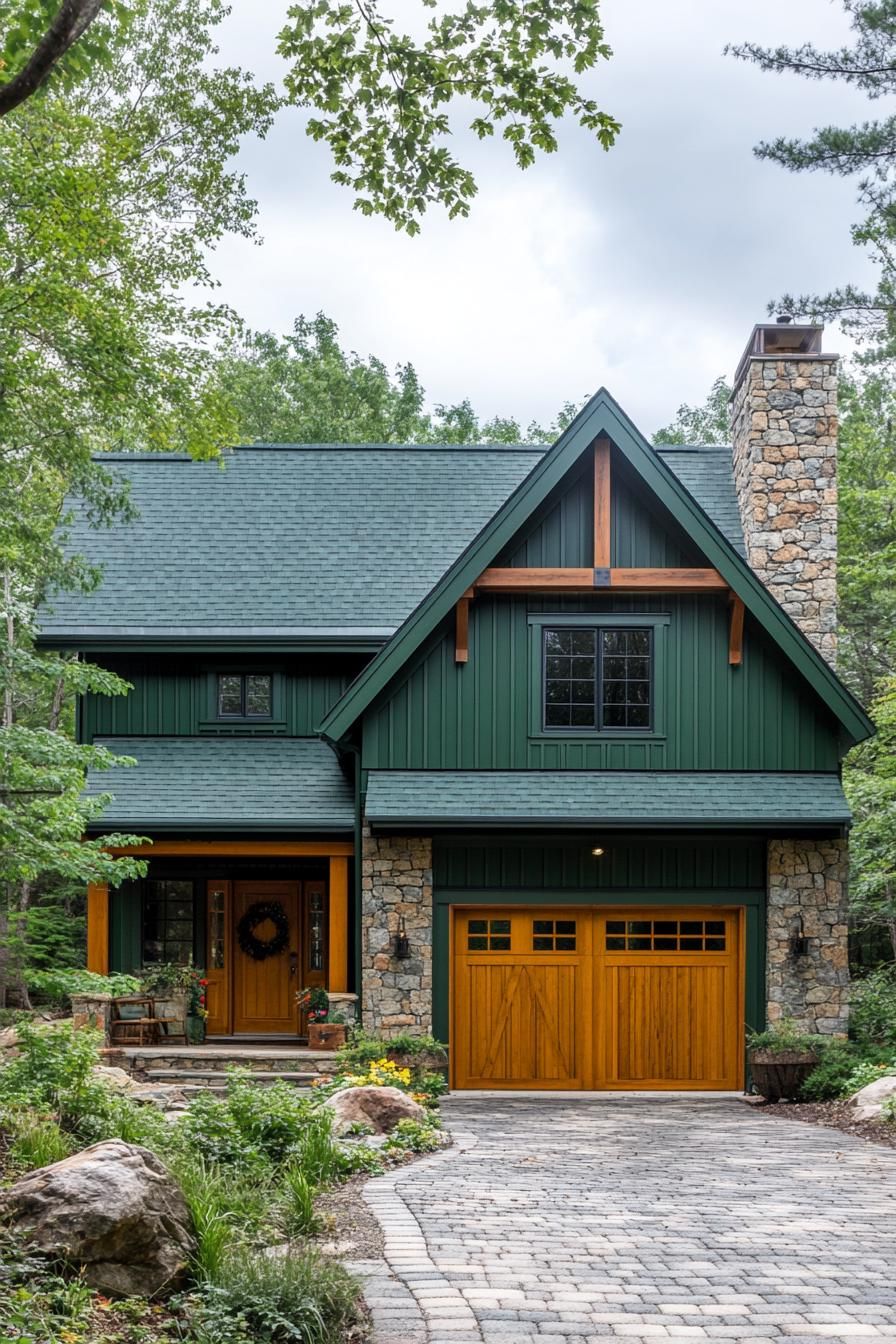 Forest Green Dream House with a Wooden Flourish