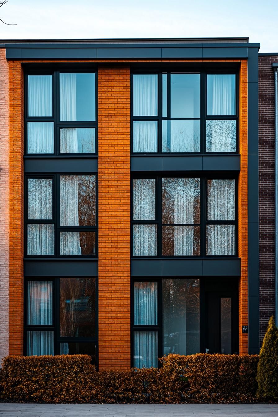 Modern brick facade with large windows