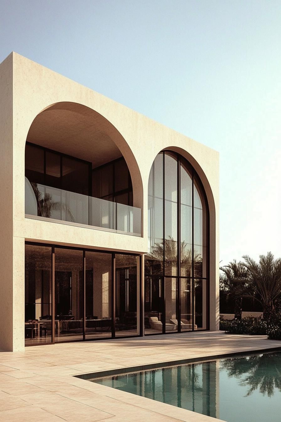 Elegant house with arches and a pool