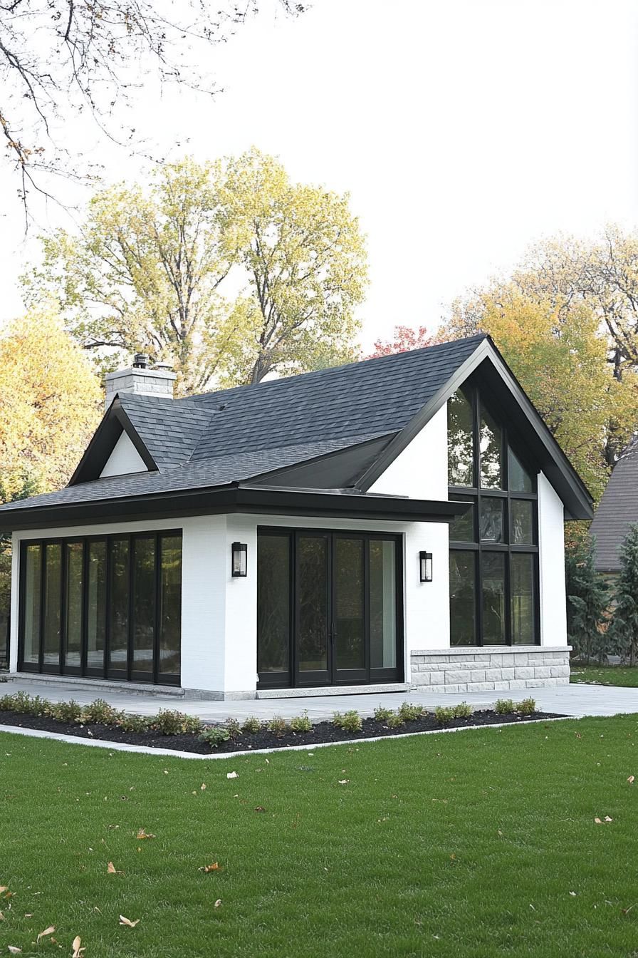 Sleek one-story home with large windows