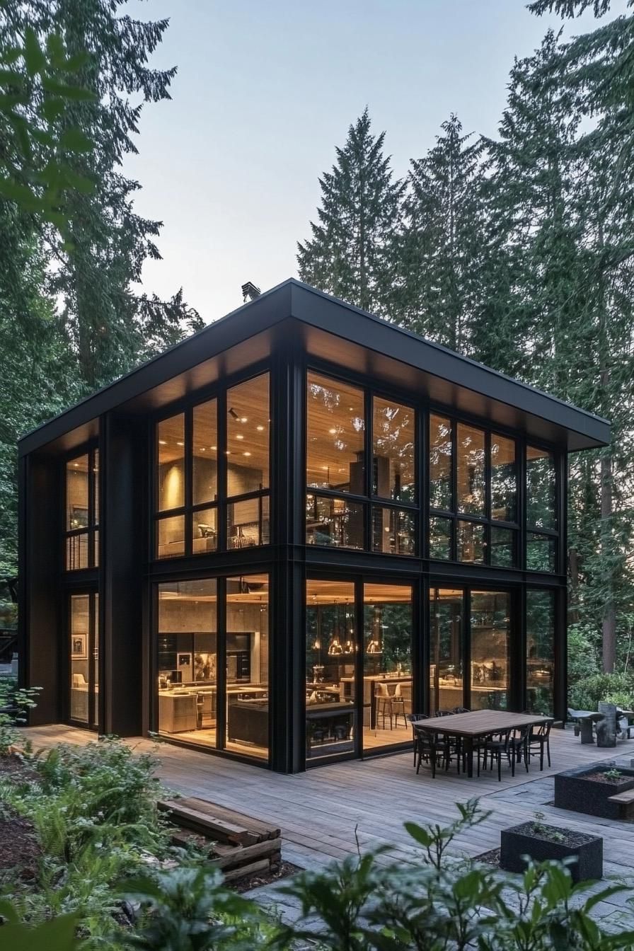 A Sleek Glass Cube Embracing the Pines