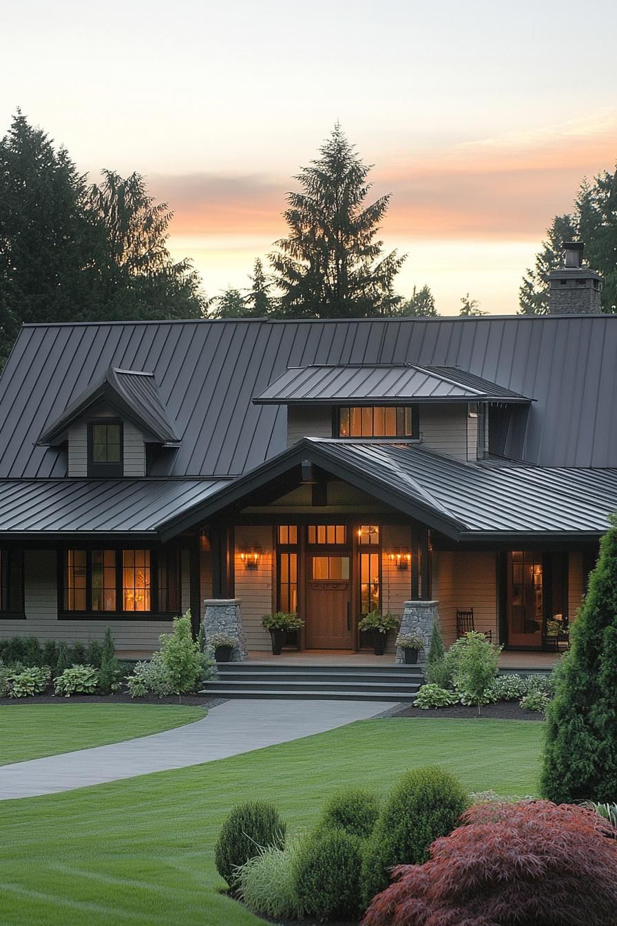 Steel Roof Serenity Under Twilight Skies