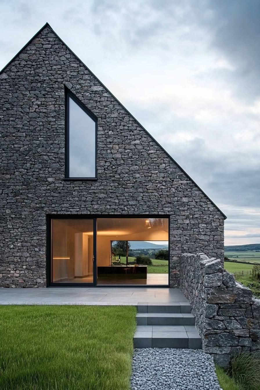 Modern stone cottage with large window