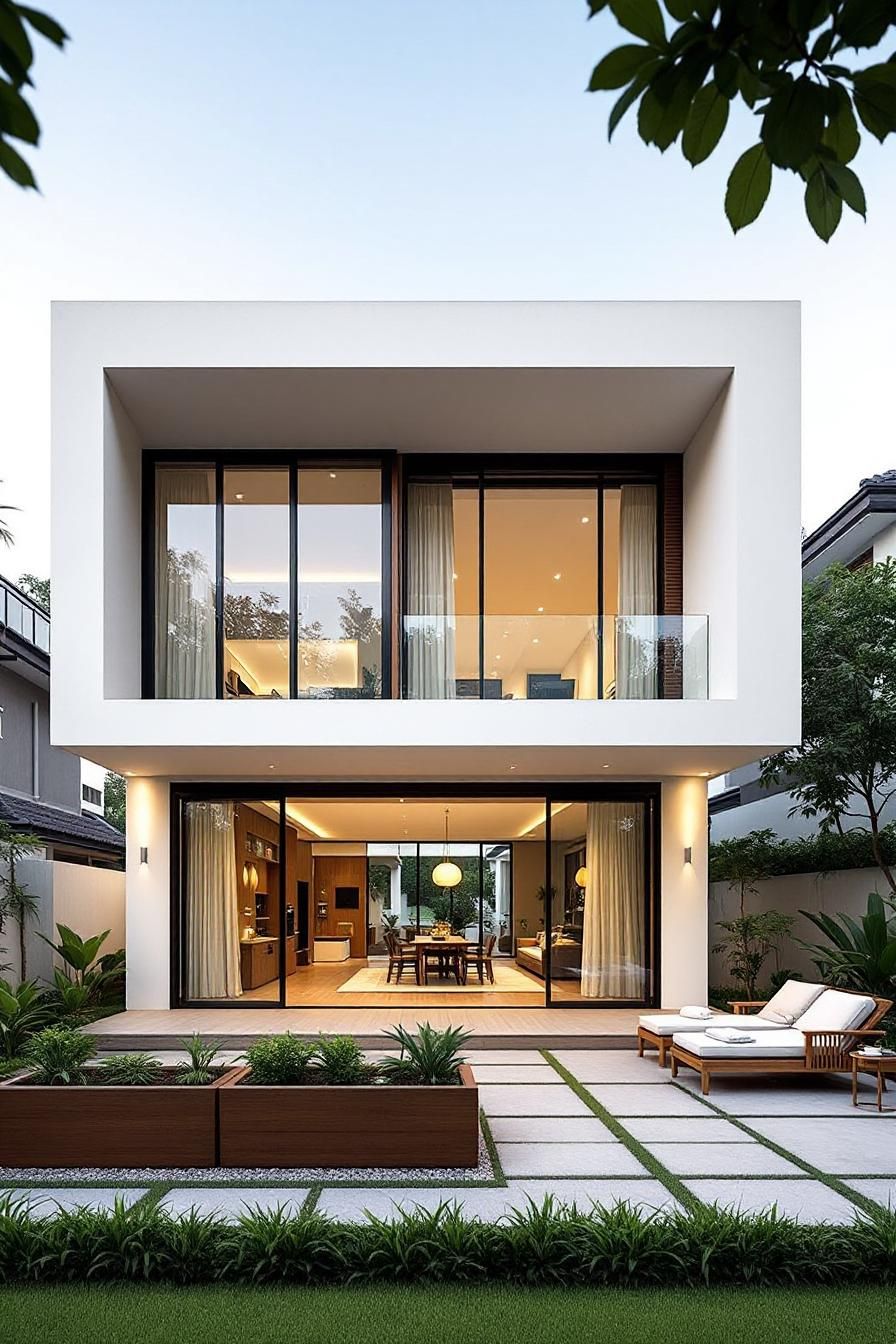 Modern Thai house with a boxy design