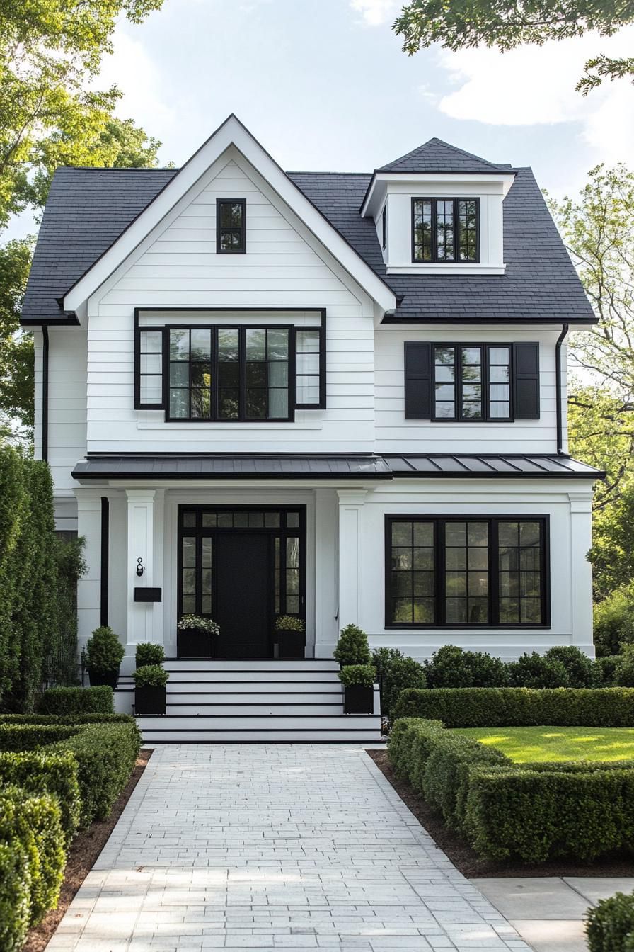 White house with black trim