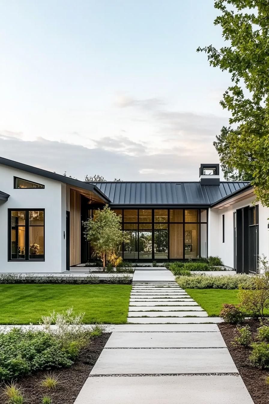 Modern house surrounded by autumn landscape