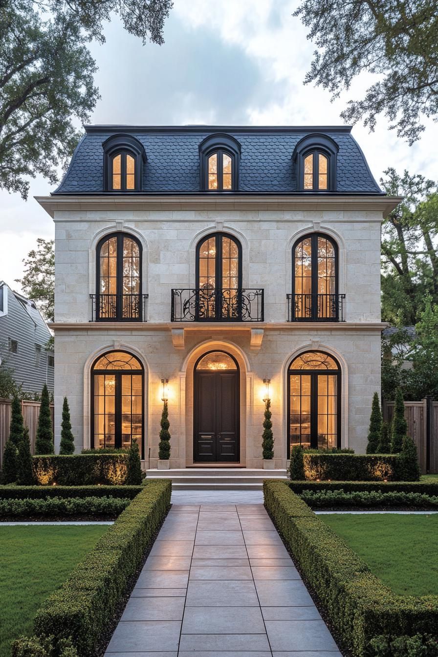 Majestic Slate and Stone: A French Façade Fairytale