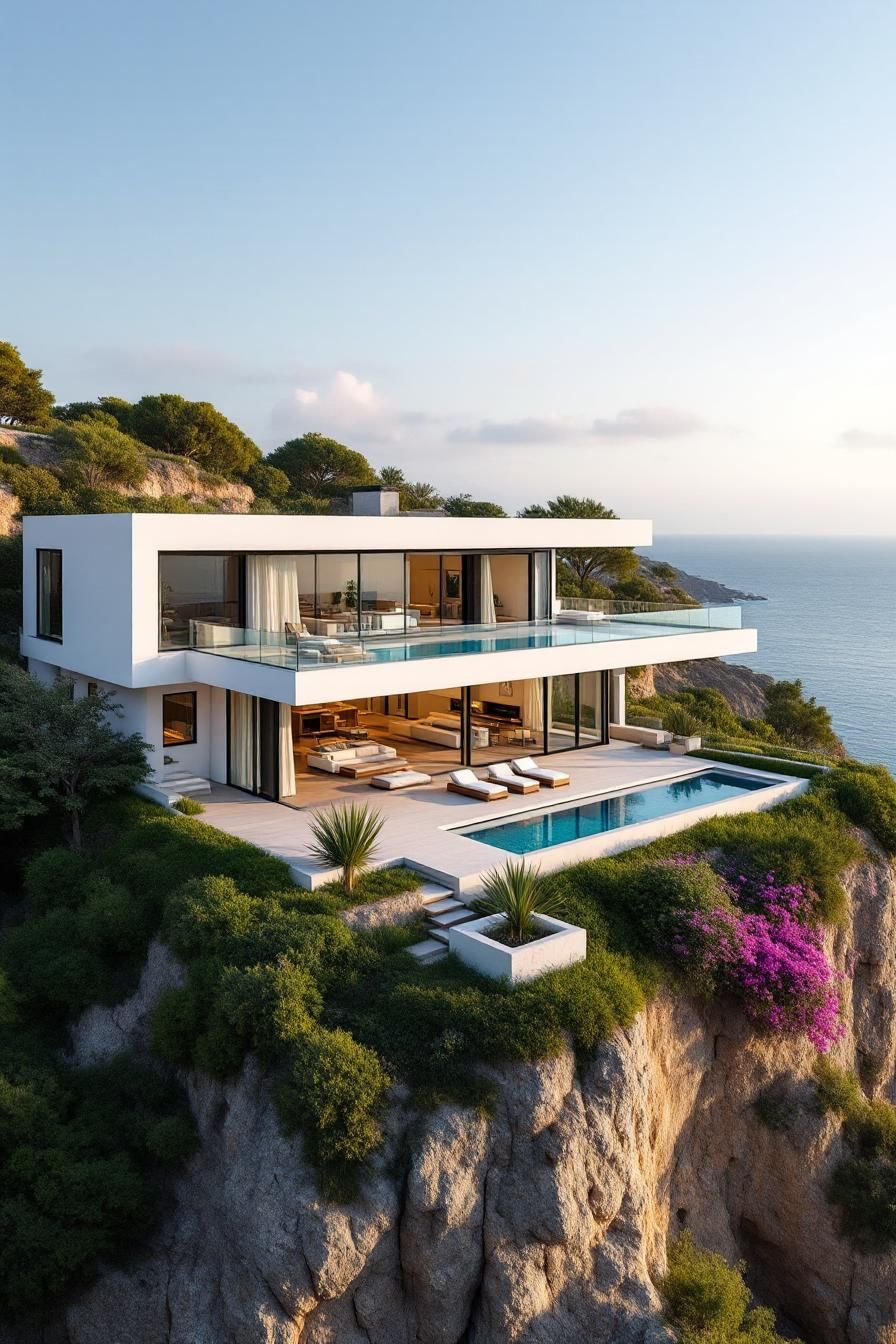 Modern villa on a cliff with ocean view