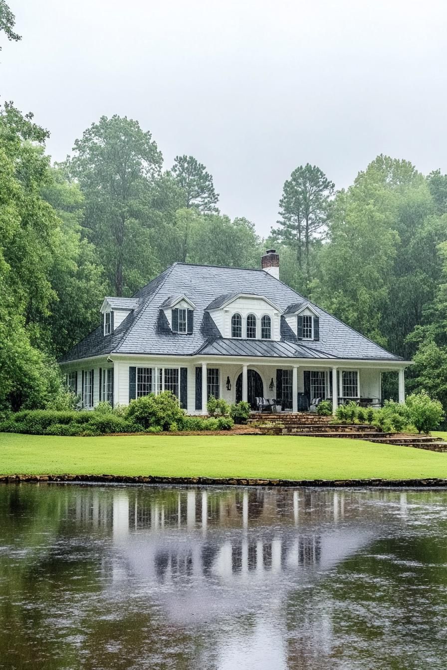 Charming house with a lake view and lush greenery