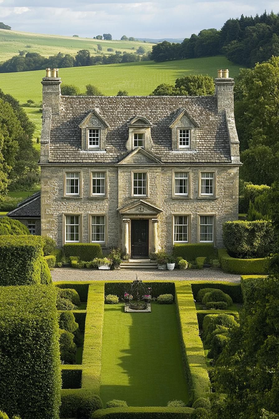 Graceful Limestone Abode Overlooking Verdant Lands